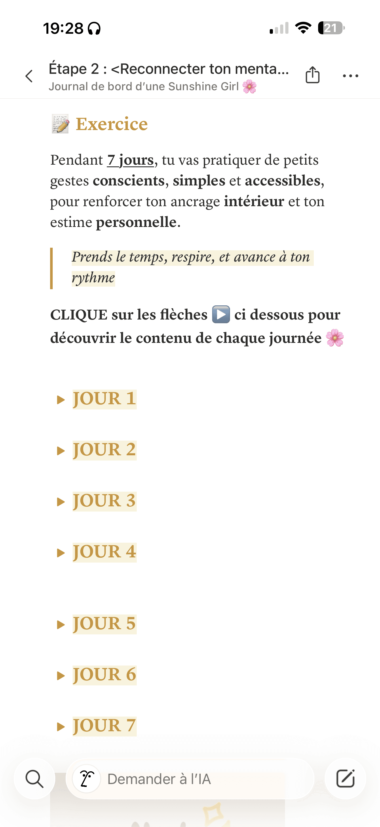 Exercices & ancrage - Étape 2